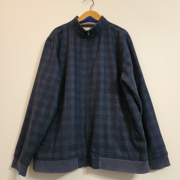Horn Legend Smu Mustang Full Zip Jackets Blue Plaid Men Sz XL wool Blend Classic